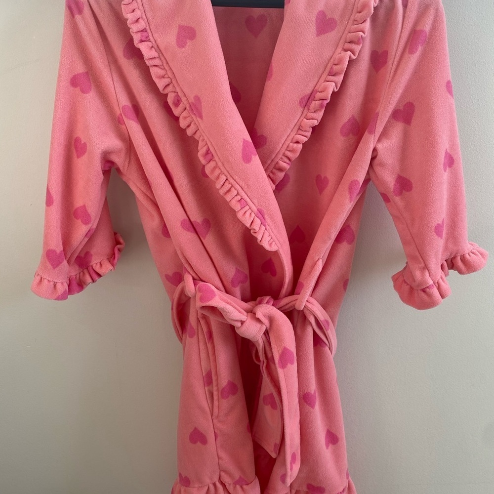 Betsey Johnson Robe hearts orange pink ruffle frills cute y2k bathrobe soft